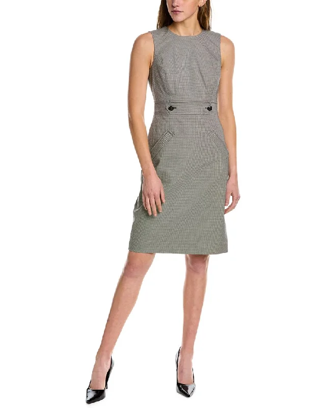 Women's Elegant Evening Outfit Brooks Brothers Houndstooth Sheath Dress