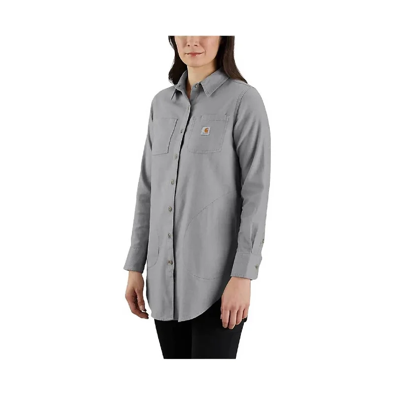 Women's Luxury Attire Carhartt Women's Relaxed Fit Midweight Flannel Tunic - Asphalt Heather - ONLINE STORE CREDIT/EXCHANGE ONLY