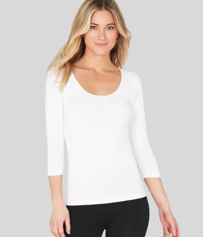 Women's Luxury Apparel White Scoop Neck Top