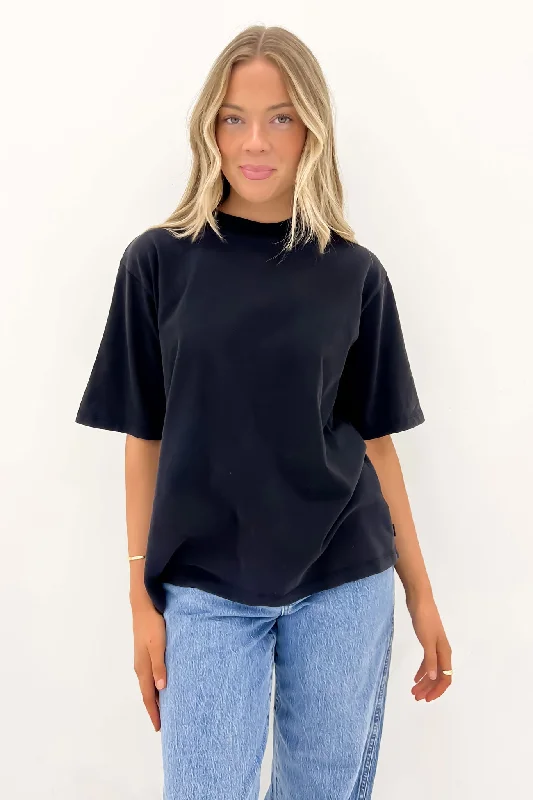 Women's Clothing And Garments Sets Basic Oversized Tee Washed Black