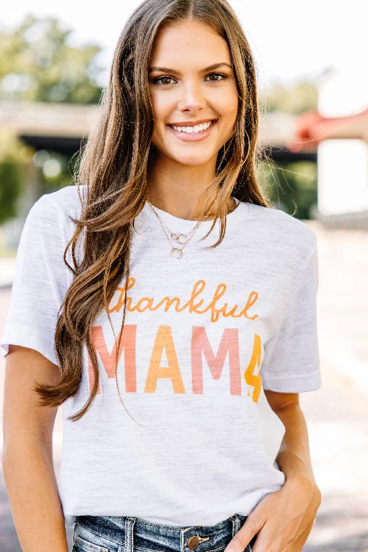 Clothing Sales Thankful Mama White Slub Graphic Tee