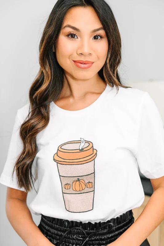 High-Quality Women's Fashion Dresses Haunt Coffee White Graphic Tee