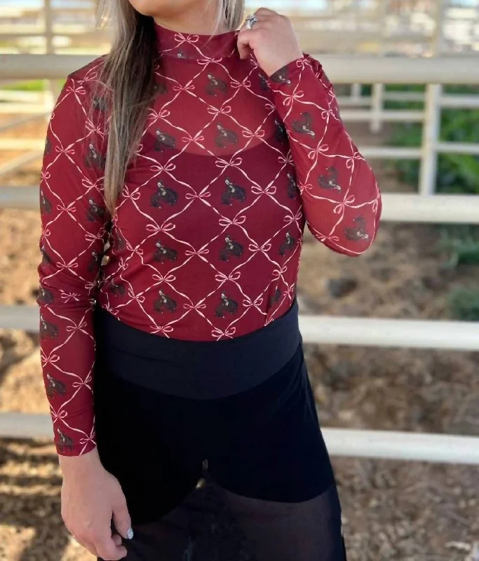 Women's Clothing for Every Occasion Bronc & Bows Mesh Top In Red