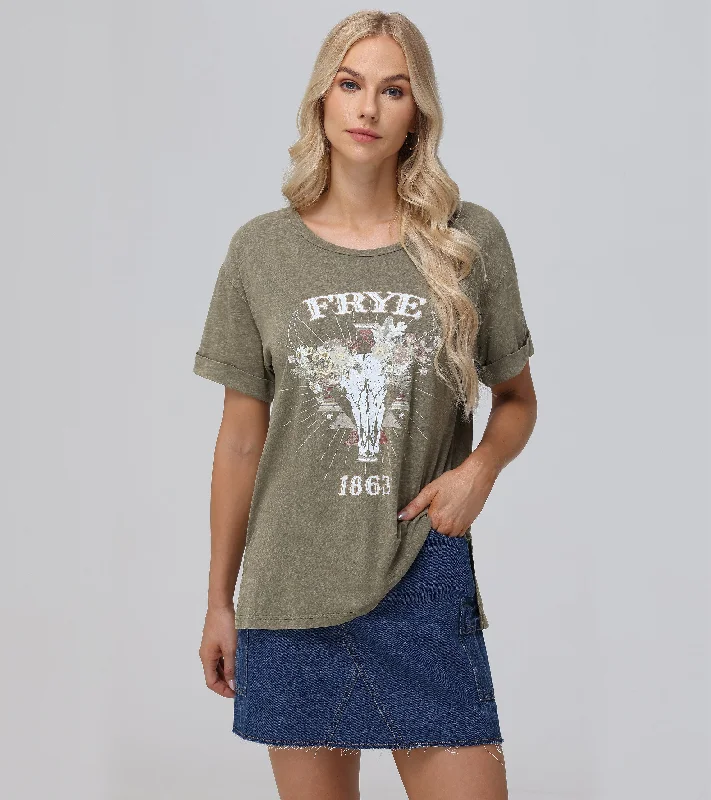 Festival Fashion Rolled Cuff Graphic Tee