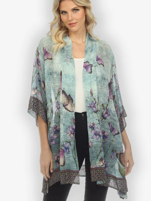 Women's Outfit For The Office Butterfly Flower Texture Kimono