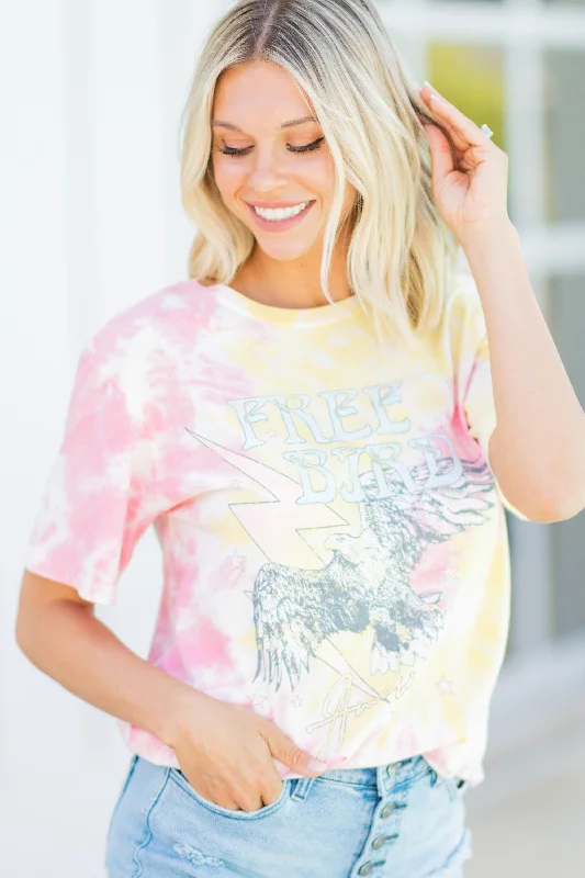 Chic Women's Clothing for Date Nights Free Bird America Yellow Graphic Tee