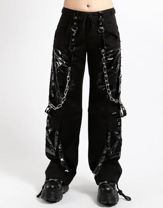 Relaxed Style SCARE DARK STREET PANT BLACK PVC SKULL