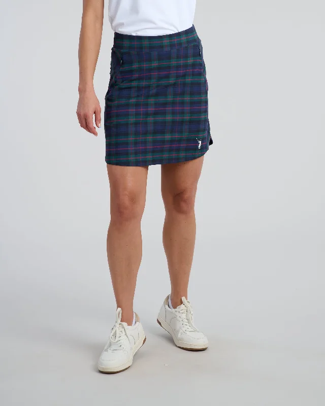 Bold and Elegant Women's Fashion Dark Tartan Women's Spinner Skirt