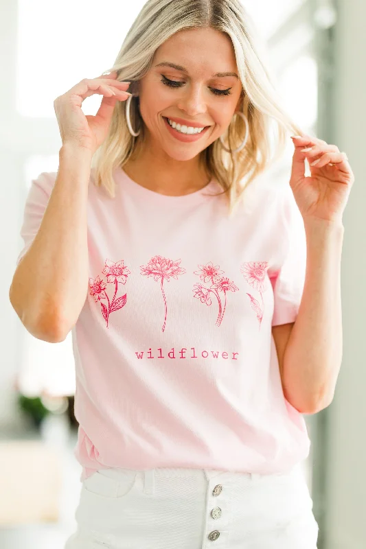 Early Bird Offer She's A Wildflower Light Pink Graphic Tee