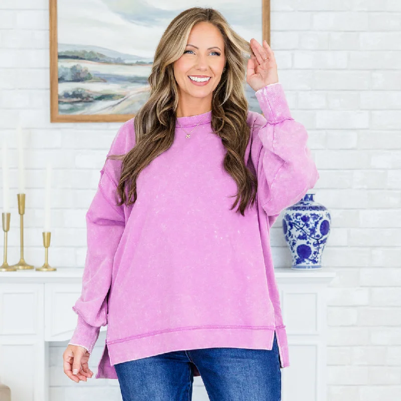 Unique Women's Fashion Pieces Take Me With You Pullover, Bright Violet