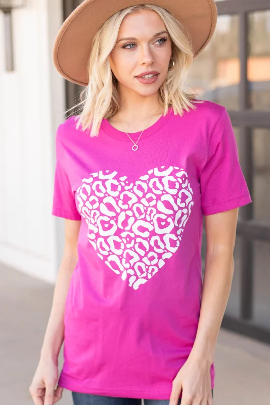 Online Shopping Boutiques Leopard Love Berry Pink Graphic Tee