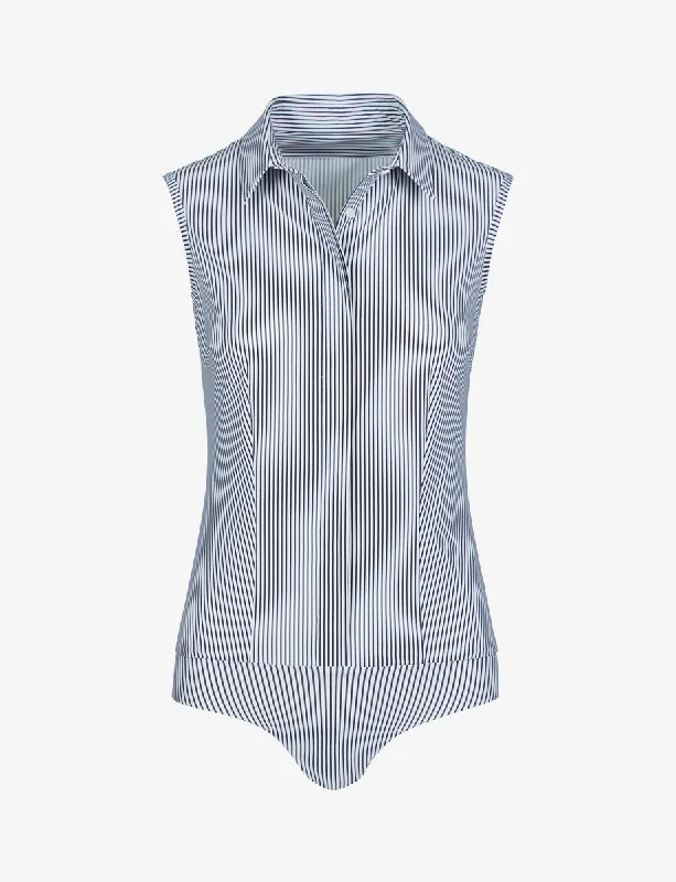 Athleisure Wear Classic Printed Sleeveless Button Down Bodysuit