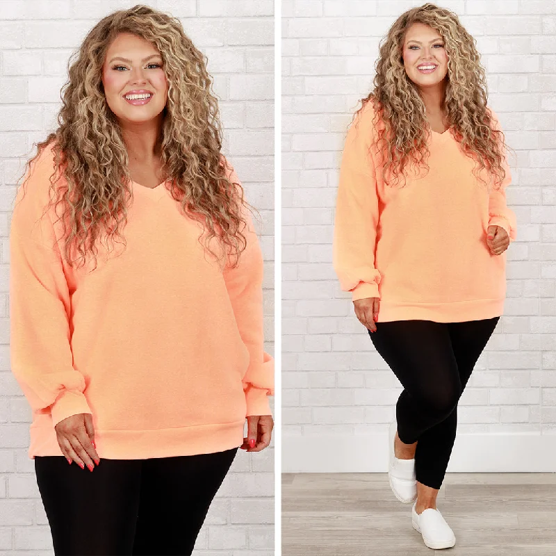 Women's Comfortable Lounge Attire Very Special Sweatshirt, Neon Coral