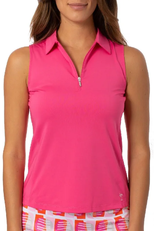 Top 10 Women's Online Clothing Stores Hot Pink Sleeveless Zip Polo