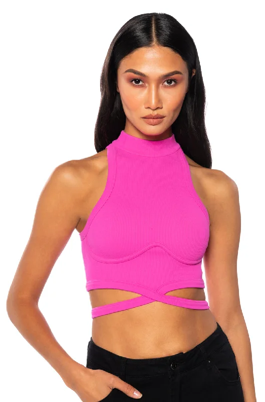 Exclusive Online Sale SLEEVELESS MOCK NECK TIE FRONT TOP