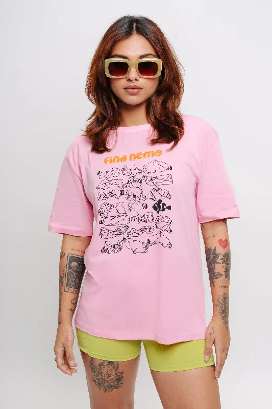 Affordable Luxury Women's Apparel Nemo Pink Oversized Tees