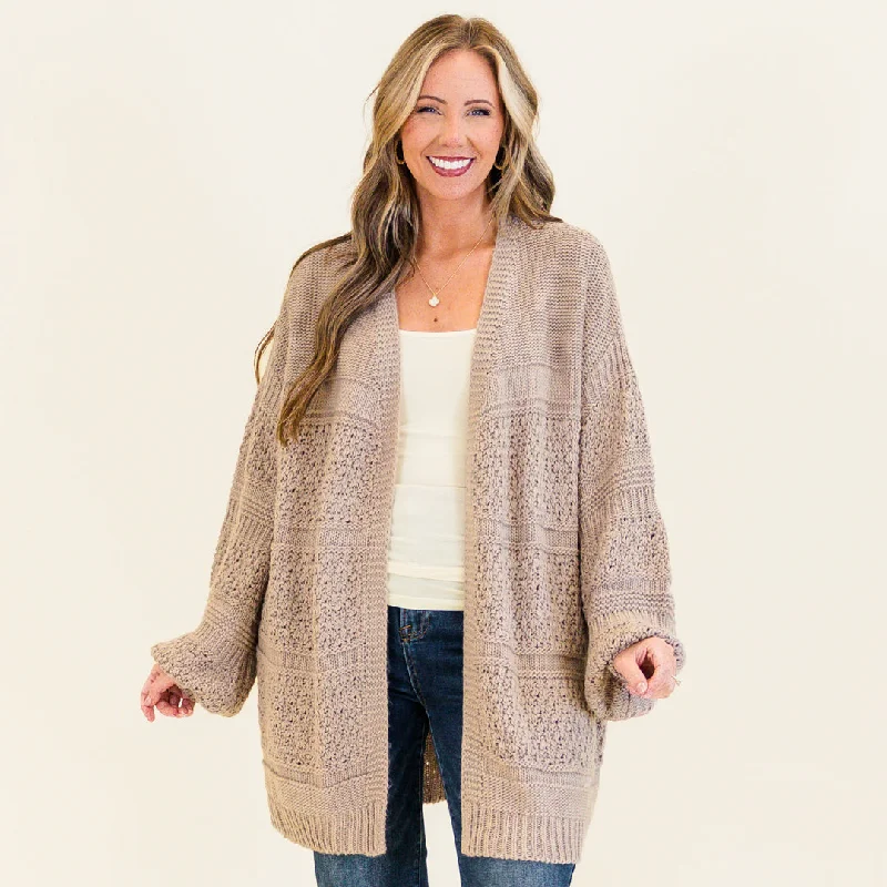 Luxury Women's Clothing Keepin' Cozy Cardigan, Taupe