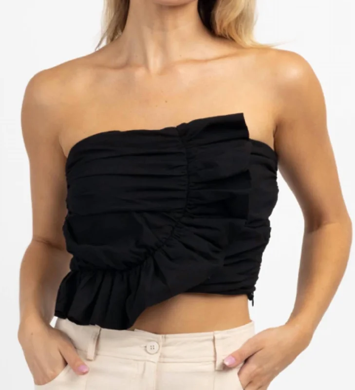 Stylish Savings Flirty Ruffled Tube Top In Onyx