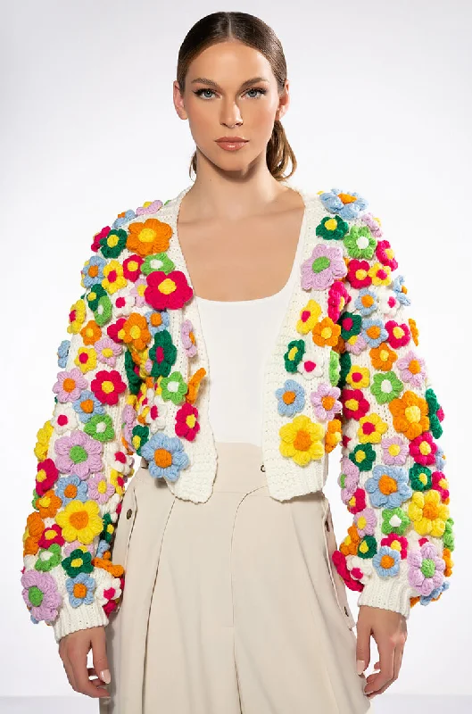 Exclusive Women's Fashion Collection MOTHER NATURE FLOWER DETAIL CARDIGAN