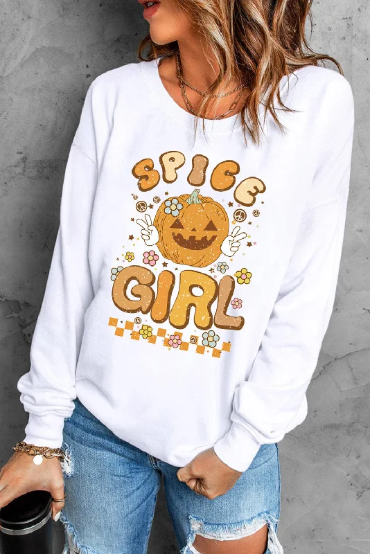 Women's Comfortable Lounge Outfit Round Neck Long Sleeve SPICE GIRL Graphic Sweatshirt