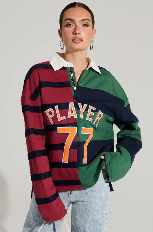 Online Clothing Boutiques OFF THE FIELD LONG SLEEVE STRIPED RUGBY TEE