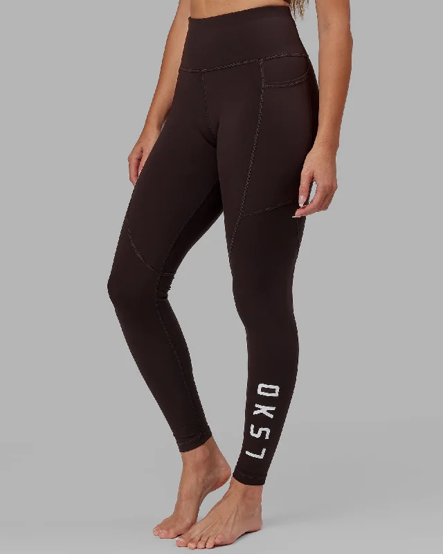 Stylish Everyday Clothing Rep Full Length Leggings - Dark Walnut