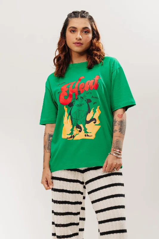 Stylish Women's Outerwear Apparel Green Raging Oversized Tees