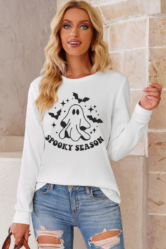 Women's Relaxed Outfit SPOOKY SEASON Graphic Round Neck Sweatshirt