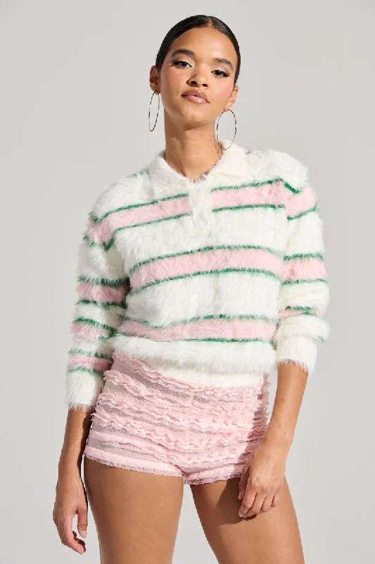 Casual Chic POLO PRINCESS STRIPED CROPPED SWEATER