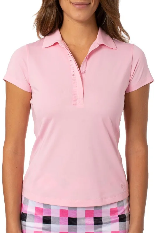 Fashion Forward Light Pink Short Sleeve Ruffle Polo