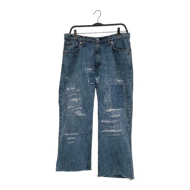 Sustainable Women's Apparel Walter Van Beirendonck/W.< Kiss The Future Distressed Cropped Jeans/31