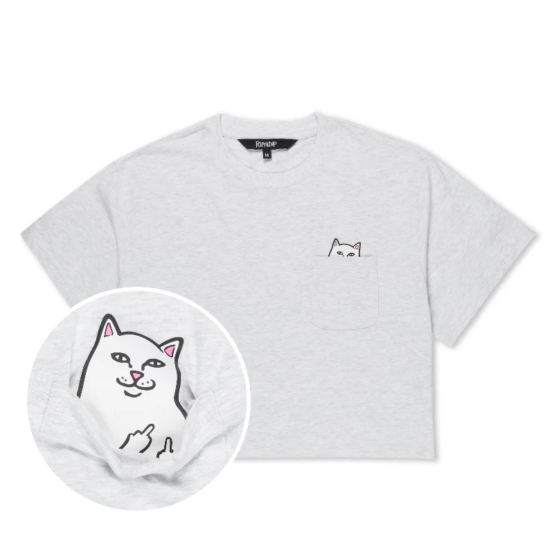 Vintage-Inspired Garments Lord Nermal Cropped Baby Pocket Tee (Ash Heather)