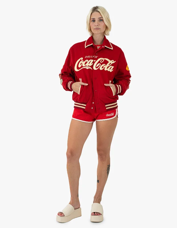 Women's Functional Outdoor Garments Classic Coke Varsity Jacket - Deep Red