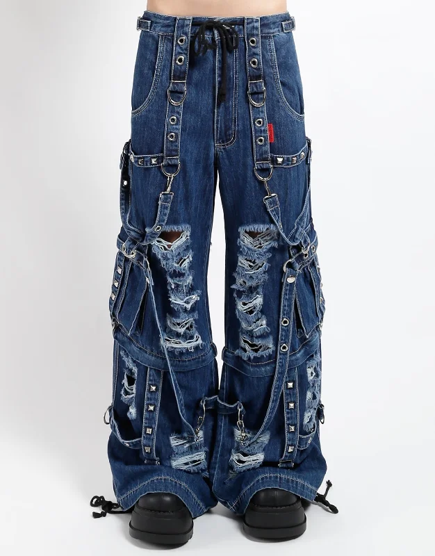 Women's Wardrobe Apparel SHREDDER DENIM STRAP PANT INDIGO