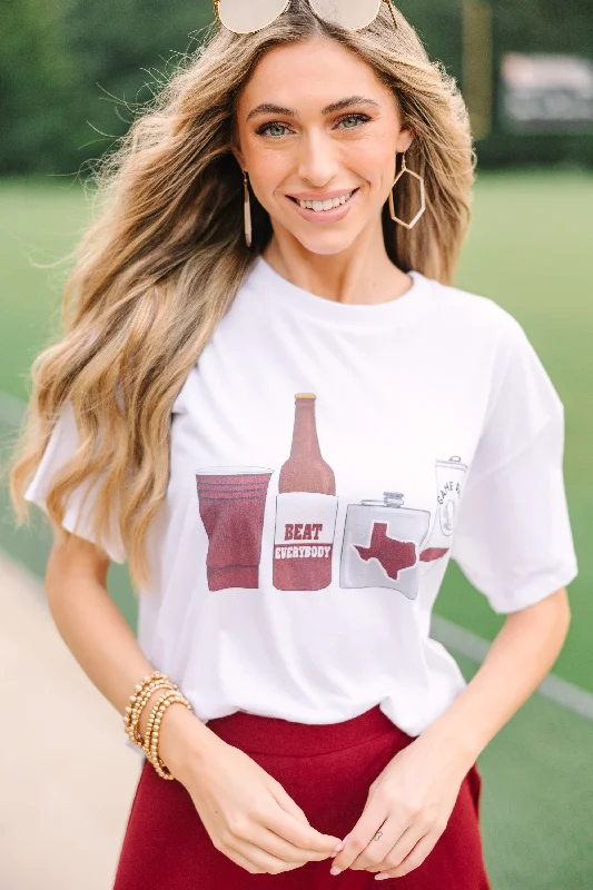 Clothes For Woman Drink Local Maroon and White Gameday Graphic Tee