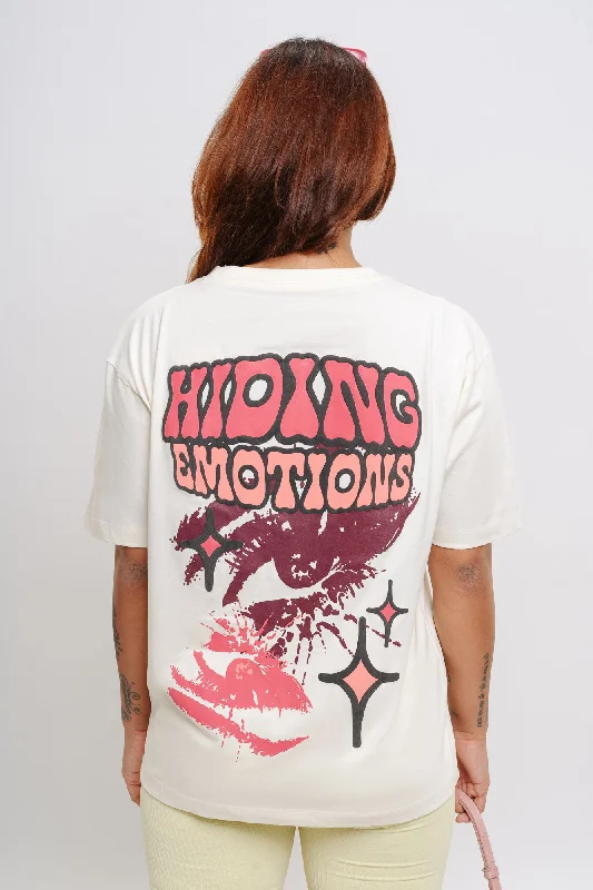 Women's Occasion Wear Apparel Hiding Emotions Oversized Tees