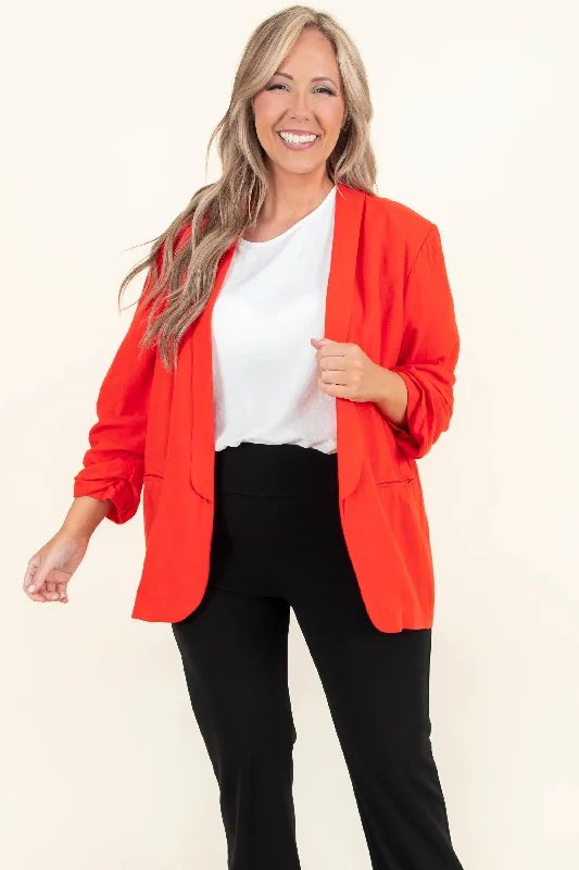 Women's Layered Outfit Working In Style Jacket, Red