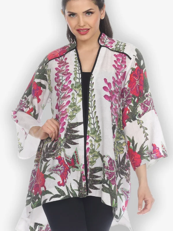 Women's Elegant Evening Outfit Pink Vine Magical Kimono Style Top