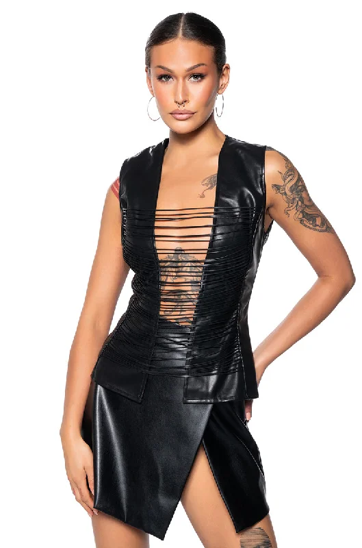 Weekend Sale OUT OF THE VOID FAUX LEATHER SLEEVELESS SHIRT