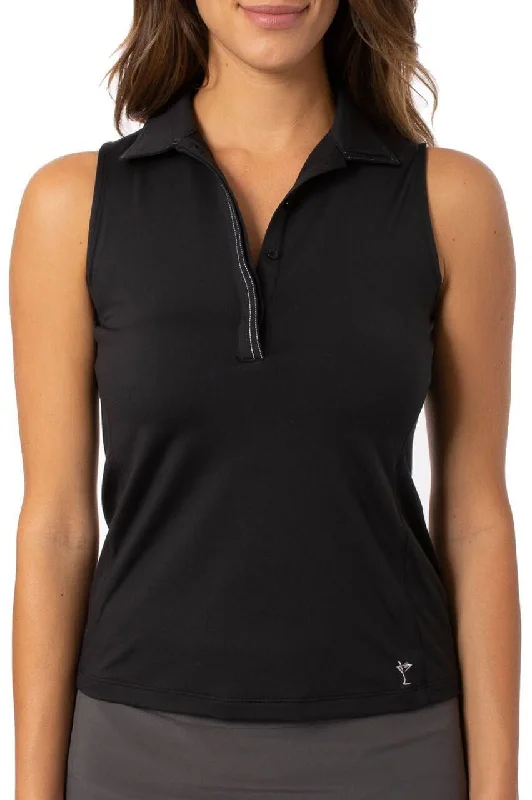 Cheap Women's Clothing Online Black Sleeveless Fabulous Polo