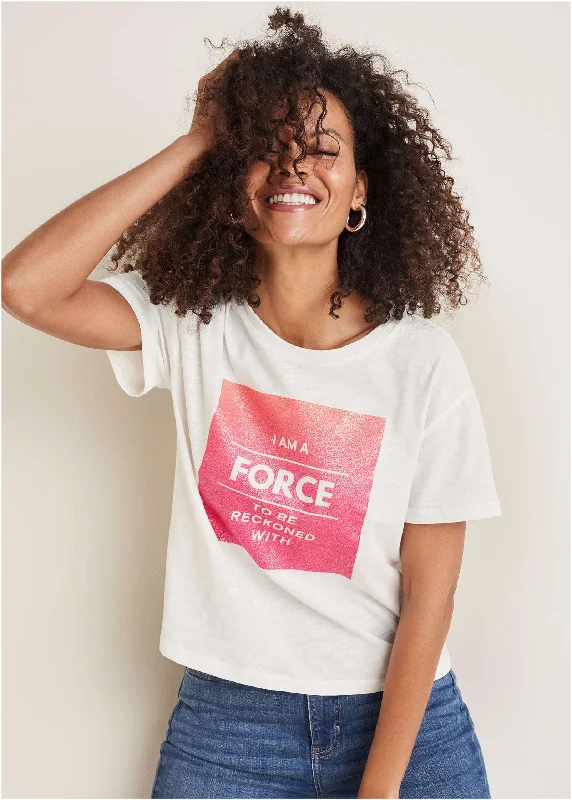 Sporty Streetwear I Am A Force Graphic Tee - Off White