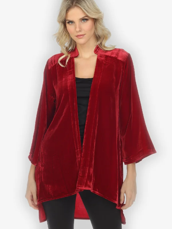 Women's Date Night Outfit Silk Blend Velvet Kimono