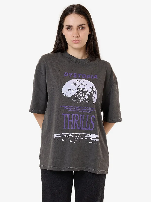 Stylish Women's Apparel Dystopia Oversized Tee - Merch Black