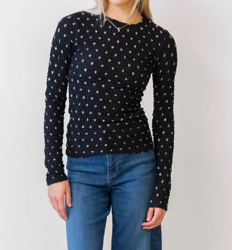 Chic Women's Clothing Online Dotted Mesh Top In Black