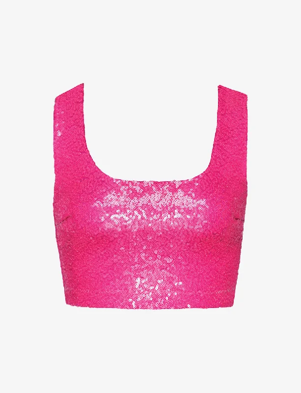 Women's Garments Sequin Crop Top