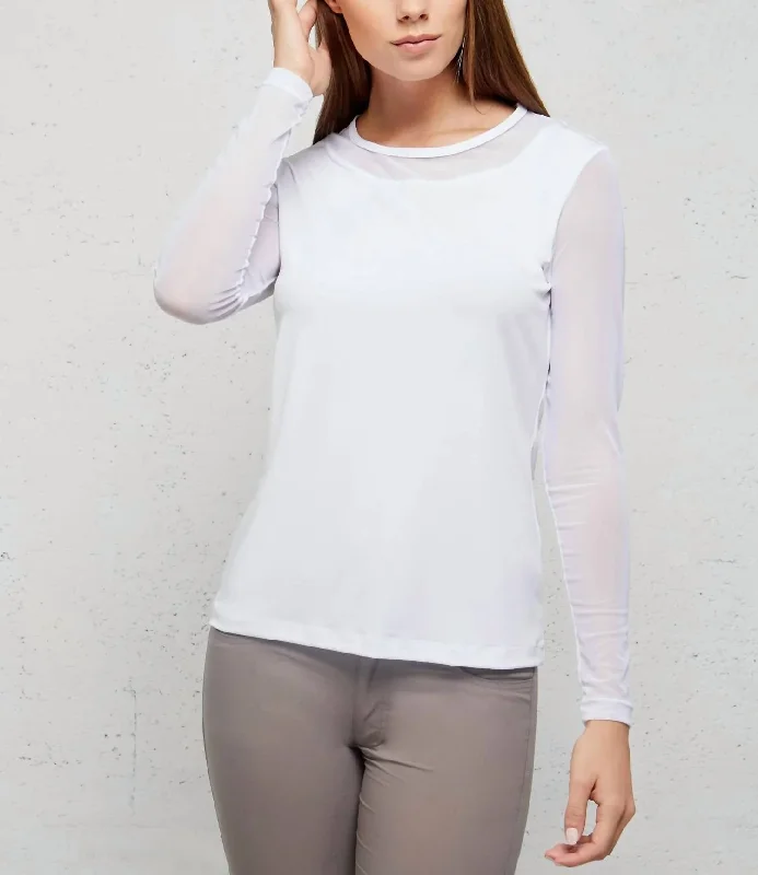 Casual Outfit For Women Kim Jersey Mesh Top In White