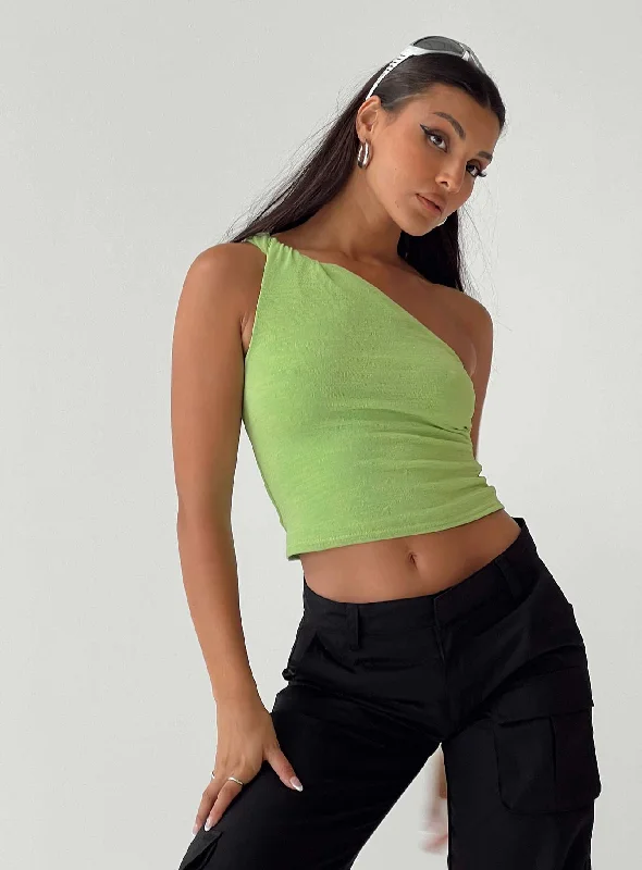 Stylish Dresses for Women Moda One Shoulder Top Green