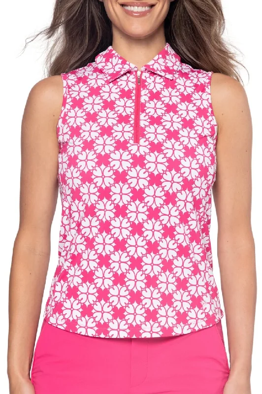 Fashion Women's Clothing Floral Sleeveless Cool Girl Polo