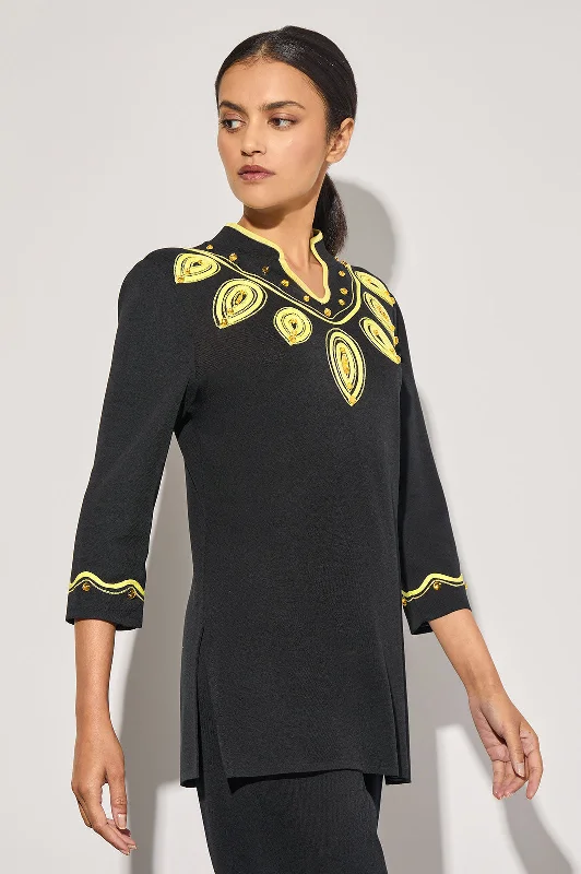 Women's Elegant Apparel Knit Soutache Trim Tunic