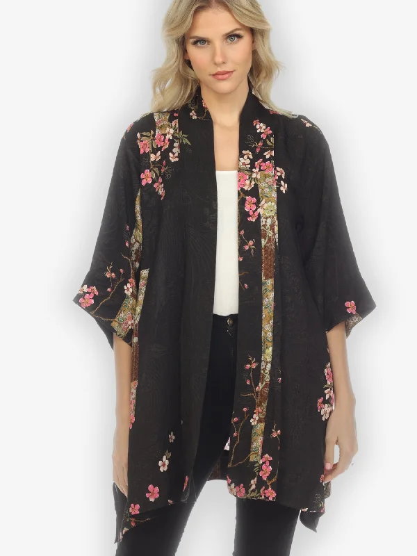 Women's Formal Event Outfit Vintage Bamboo Flower Silk Kimono